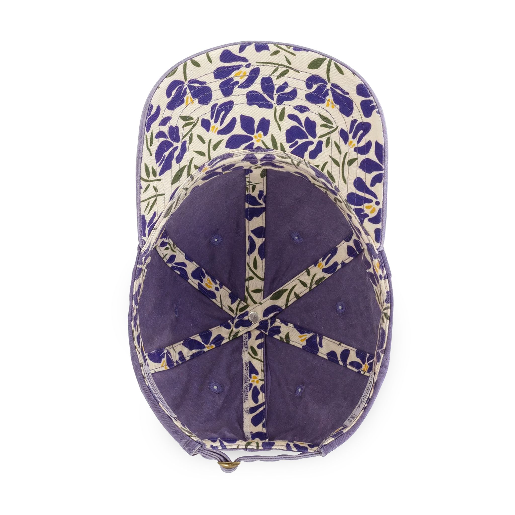 Interior of the Look Out I'm Luteal cap showing a floral lining